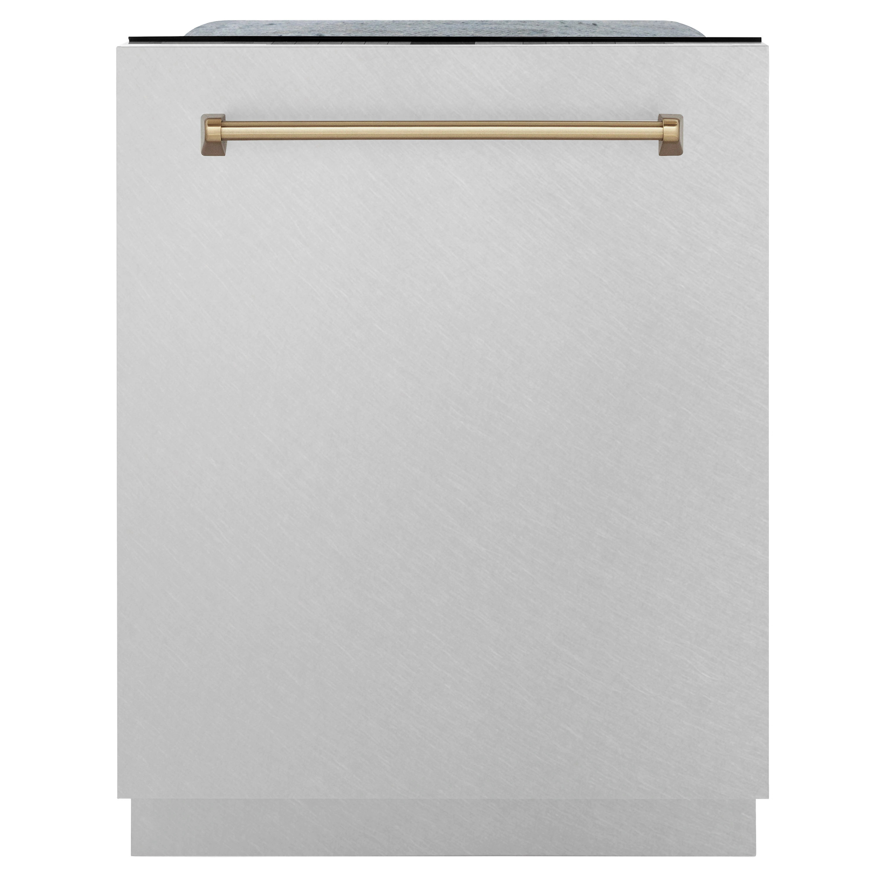 ZLINE KITCHEN & BATH Autograph Edition 24-in Top Control Built-in Dishwasher ( Satin Stainless Steel, Champagne Bronze Handle ) With Third Rack | Lowe's