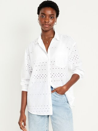 Oversized Button-Down Boyfriend Shirt | Old Navy (US)