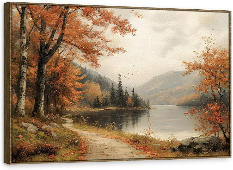 Rustic Farmhouse Cottagecore Canvas Wall Art Print for Home Bedroom Living Room, Vintage Autumn W... | Amazon (US)