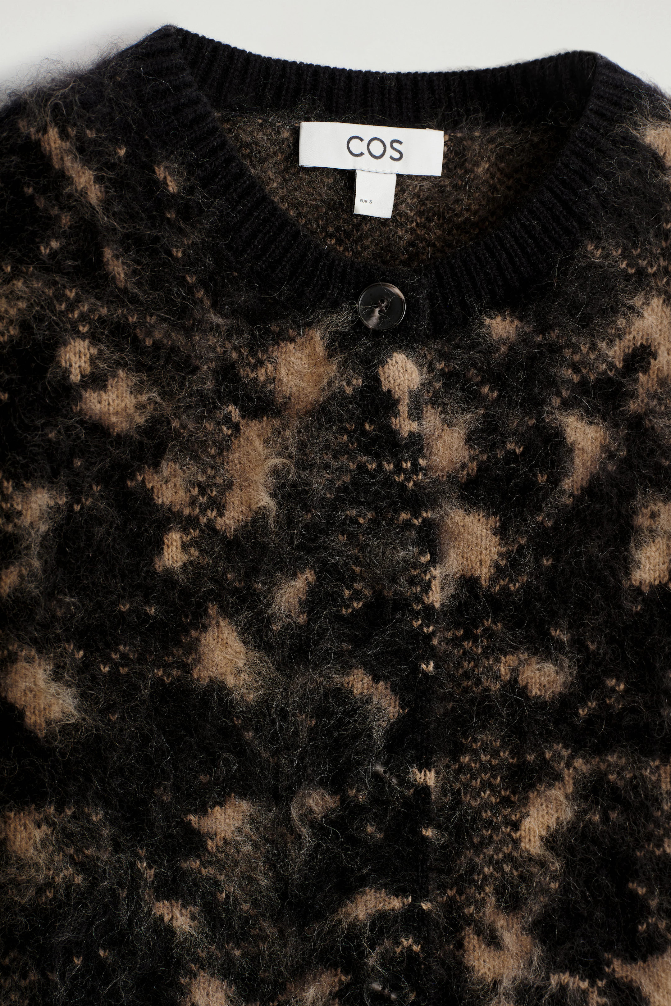 ANIMAL-JACQUARD MERINO WOOL CARDIGAN - BLACK / BROWN | COS | COS UK