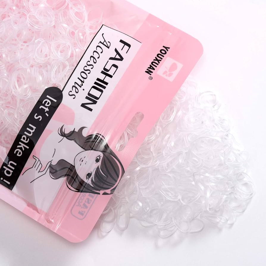 Youxuan 1000-Pack Elastic Hair Ties Non-slip Rubber Hair Bands for Girls, Clear | Amazon (US)