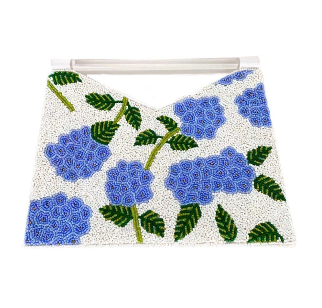 Acrylic Handle Clutch in Hydrangea Blossoms | Beth Ladd Collections