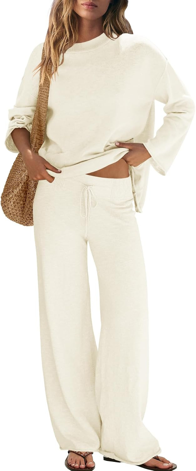 Yanekop Womens Matching Lounge Sets 2 Piece Outfits Sweater Set Lightweight Knit Loungewear Set Casual Loose Fit Outfit | Amazon (US)