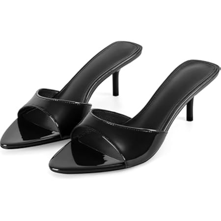 Mattiventon Kitten Heels Pointed Open Toe Slip On Slingback Heels Mules Sandals Summer Fashion Pa... | Amazon (US)