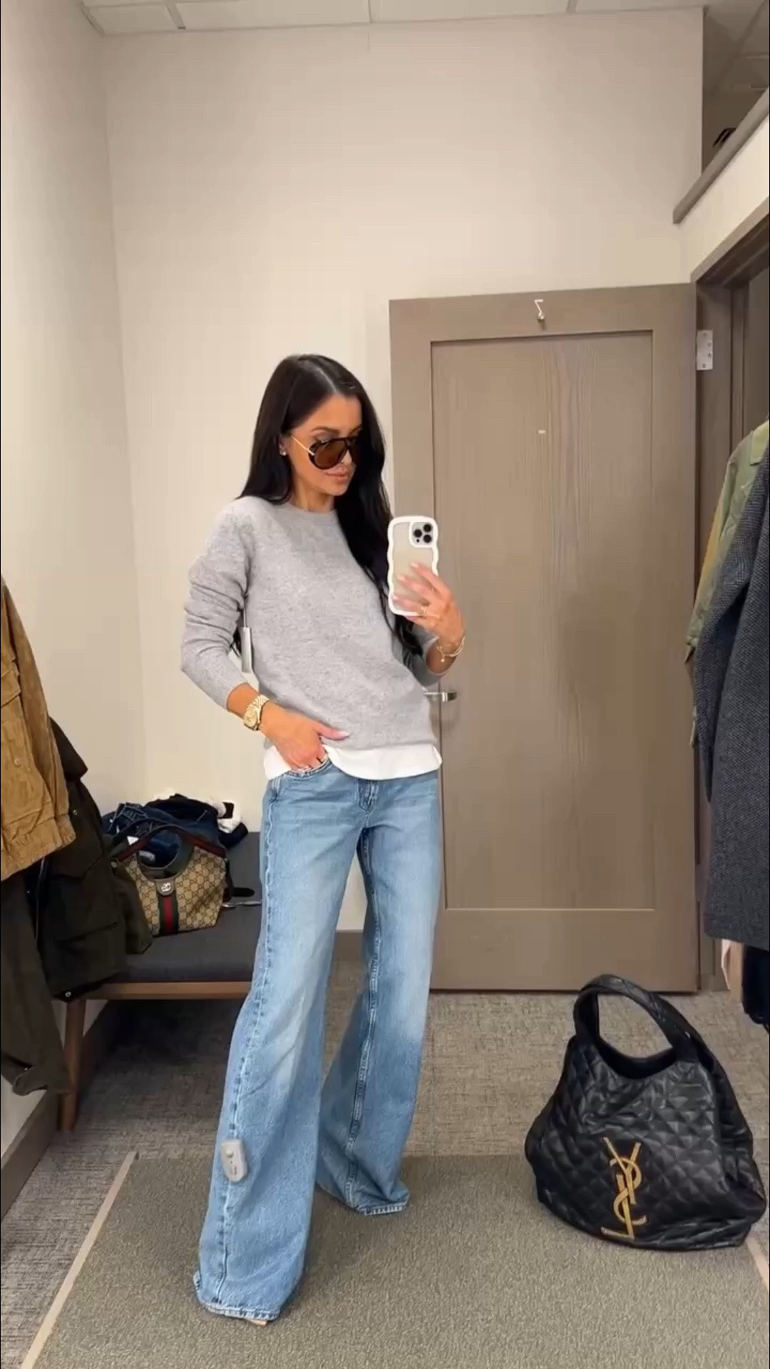 My favorite piece is that I tried on at the NSALE today 
Mother kick it jeahs wearing a 23, size down
Nordstrom cashmere sweater 
Nordstrom white tee wearing an xs 
 
@nordstrom #nsale

#LTKSaleAlert #LTKOver40 #LTKootd