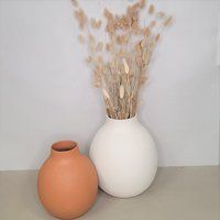 8"" Or 10"" Globe Pottery Glass Vases/White Linen/Pottery Vase/Vases/ Lass Vase/Table Top Vase/Decor | Etsy (US)