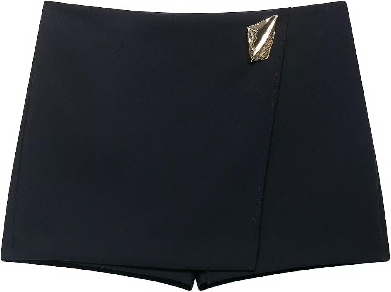 Women's Stylish High Waist Asymmetric Mini Wrap Skort with Metallic Detail, Invisible Side Zip Cl... | Amazon (US)