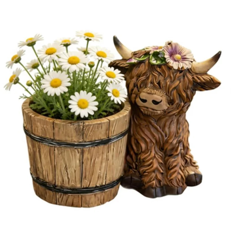 Mini Highland Cow Resin Succulent Planter Pot, Cute Animal Flower Container for Home & Patio Deco... | Walmart (US)