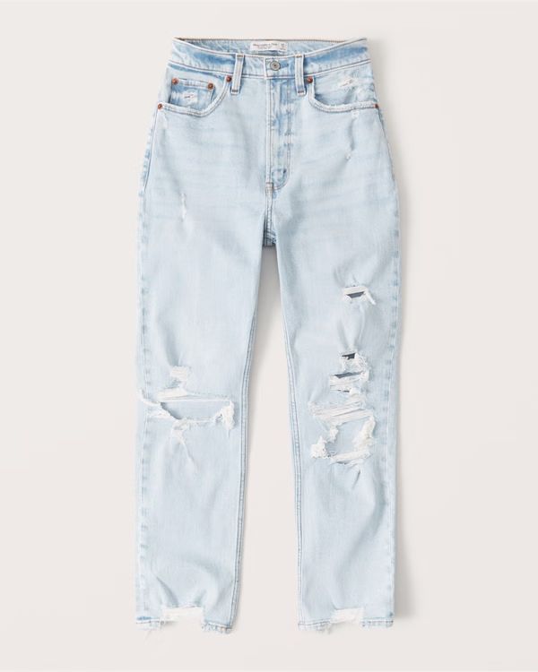Curve Love Ultra High Rise Ankle Straight Jeans | Abercrombie & Fitch (US)