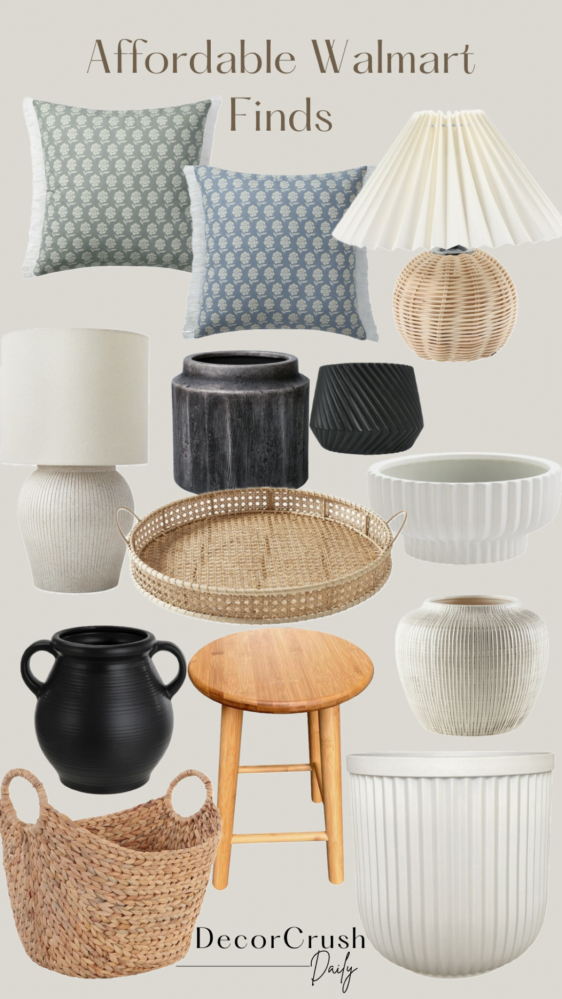Discover affordable treasures at Walmart: ceramic vases, rattan trays, wooden end tables, spring floral pillows, trendy ceramic lamps, and rattan storage baskets. Elevate your home decor without breaking the bank! #WalmartFinds #AffordableDecor #HomeDecorInspiration

#LTKstyletip #LTKhome #LTKfindsunder100