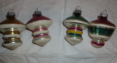 4 Vintage Shiny Brite Spin Top Striped  Mercury Glass Christmas Ornaments 3"  | eBay | eBay US