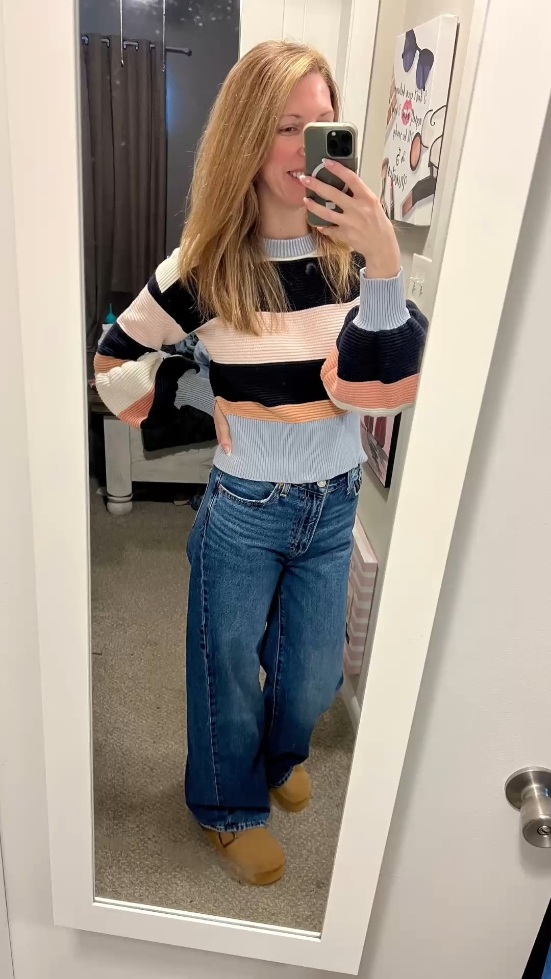 Still in my postpartum season and learning to love my body through every phase 🤍 

Borrowed these jeans so I could feel put together this season, and paired them with my favorite cozy sweater. 
Comfort + confidence = always a win.

Shop this outfit here ✨

#LTKmomlife #LTKBaby #LTKselfcare