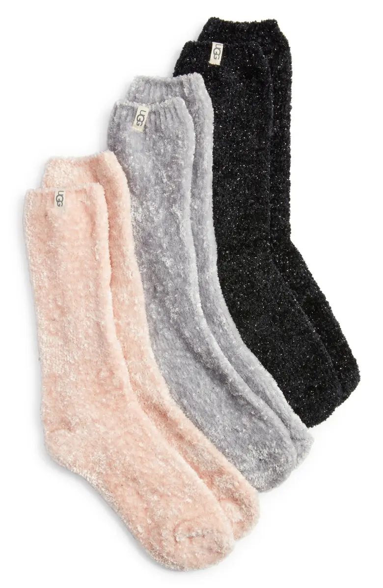 UGG® Leda Assorted 3-Pack Sparkle Crew Socks | Nordstrom | Nordstrom