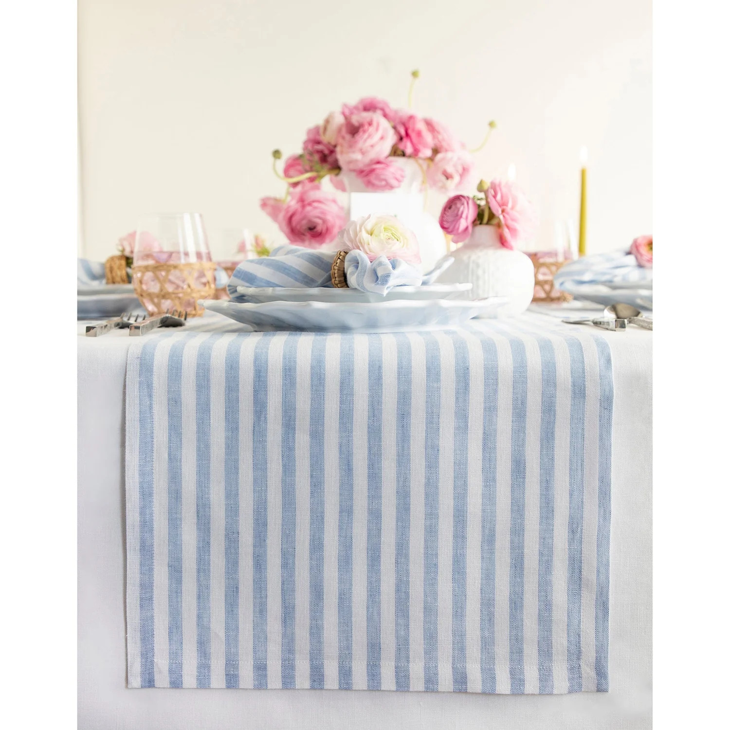 Amalfi Stripe Linen Table Runner | 100% Pure Linen | Solino Home | Solino Home