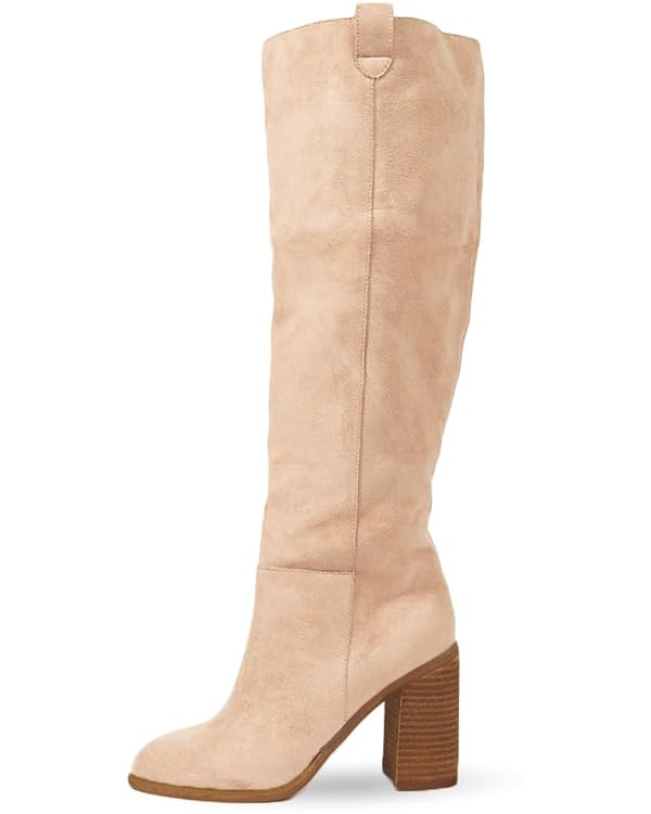 Erocalli Suede Knee-High Boots Fall Boot For Women Chunky Block High Heel Slouch Fashion Boot Rou... | Amazon (US)