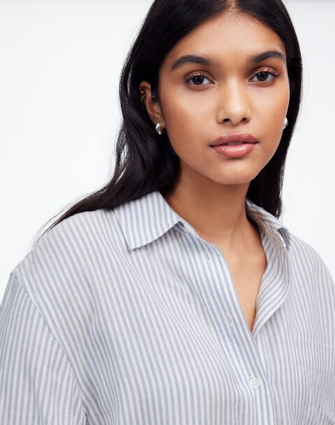 Drapey Long-Sleeve Popover Shirt in Stripe | Madewell | Madewell
