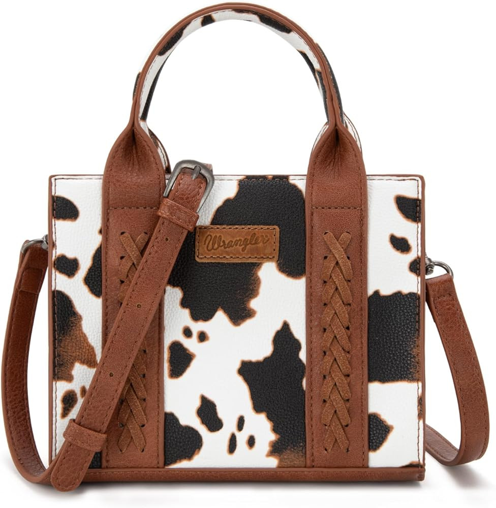 Wrangler Women Cow Print Crossbody Purse Tote Bag | Amazon (US)