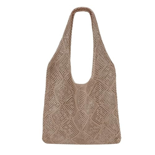 SUOSDEY Crochet Mesh Beach Tote Bag, Knit Summer Vacation Aesthetic Boho Tote Bag for Women | Amazon (US)