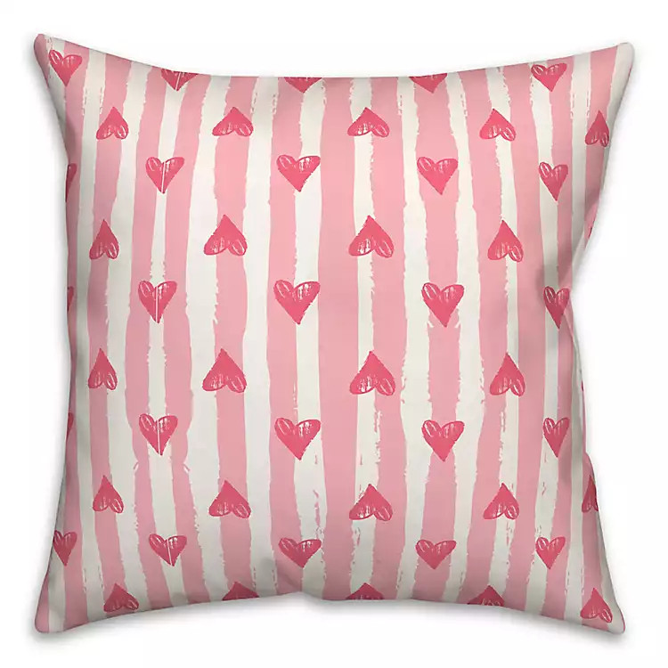 New! Striped Hearts Throw Pillow | Kirkland's Home