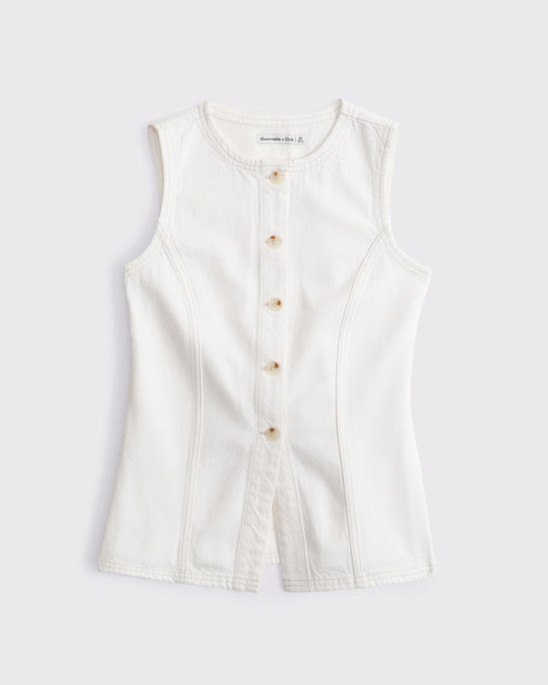 Women's Tie-Back Denim Vest | Women's New Arrivals | Abercrombie.com | Abercrombie & Fitch (UK)