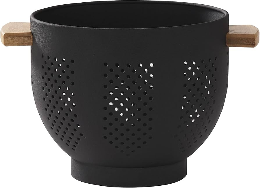 Metal Colander with Wood Handle, 5.5 Quart Powder Coated Steel Large Kitchen Strainer Stable Base... | Amazon (US)