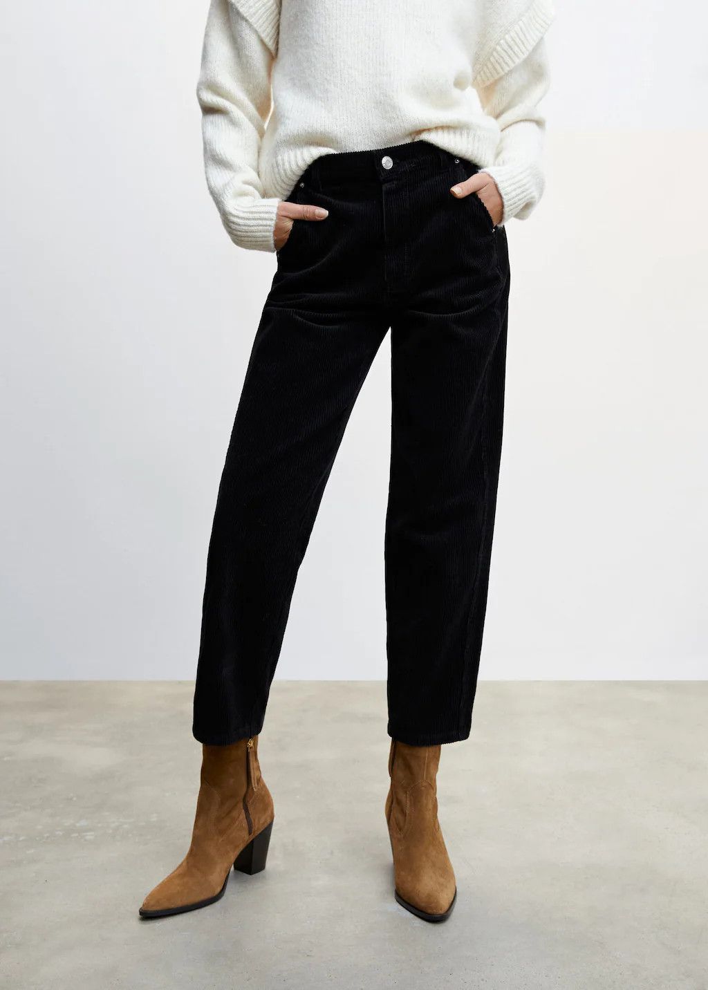 Corduroy straight jeans | Black Jeans Outfit | Work Wear Style |  | MANGO (US)