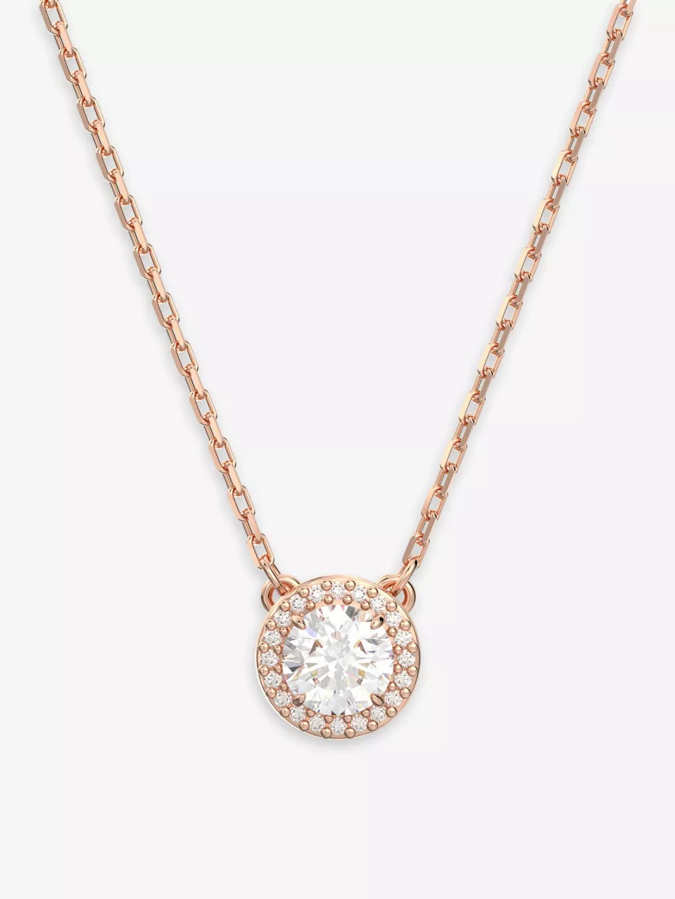 Constella rose-gold toned brass and zirconia pendent necklace | Selfridges