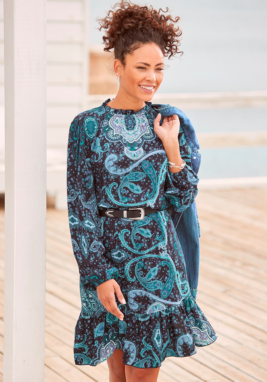 high neck paisley dress | Lascana