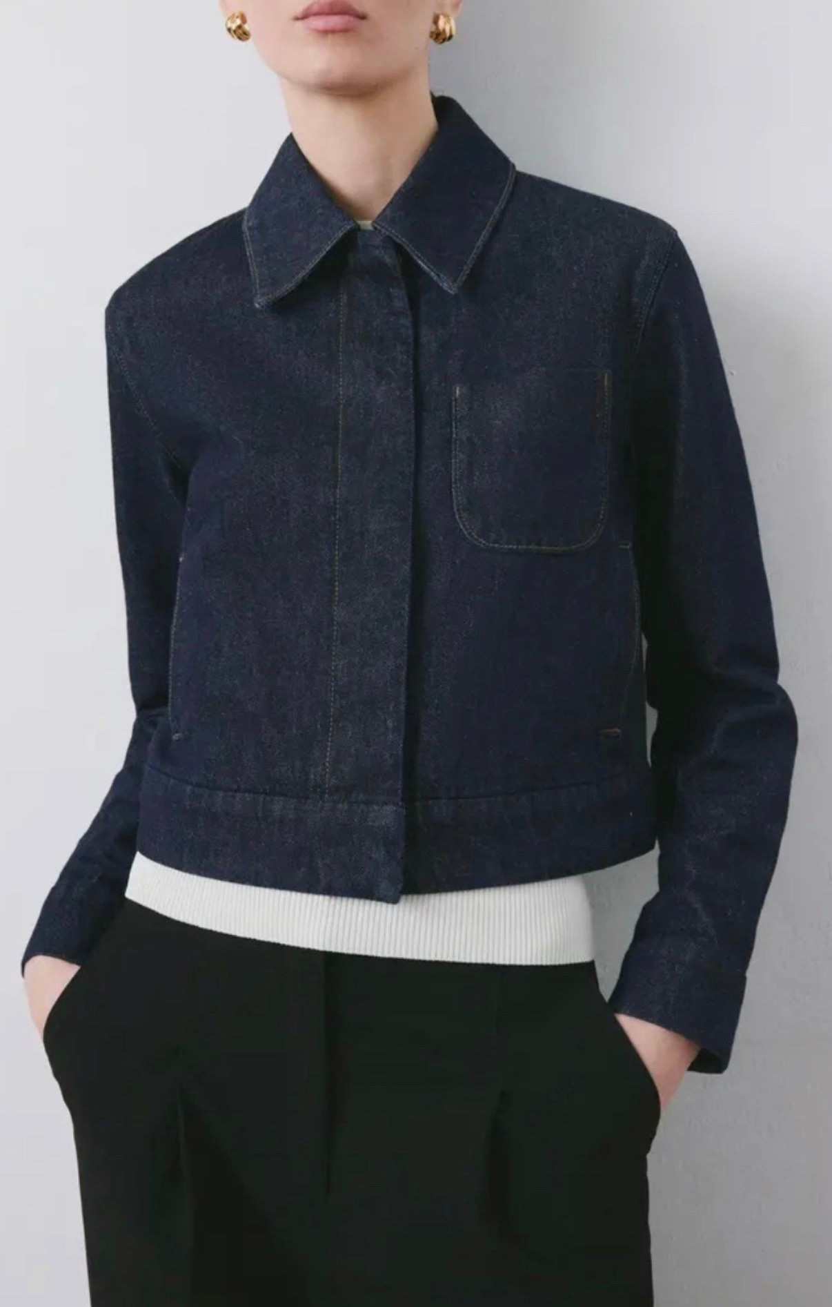 Denim jacket 
Black pants 
Work outfit 

#LTKSeasonal