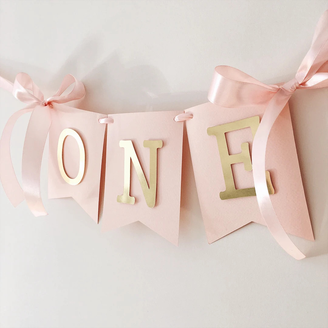 High Chair Banner Girl 1st Birthday Decorations Toddler 1st Birthday Blush Gold Banner Baby Girl ... | Etsy (US)