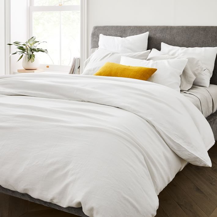 Belgian Flax Linen Duvet Cover & Shams – White | West Elm (US)