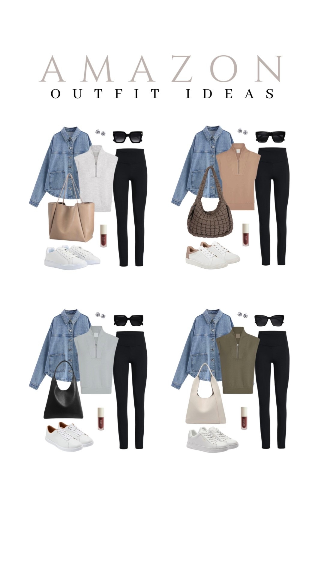 Take a simple sleeveless half-zip top and leggings to the next level by pairing them with a button-down denim shirt, a cute tote bag, and accessories!

gym outfit, active wear, athletic wear, sporty look, spring fashion, ways to style, outfit idea, capsule wardrobe, amazon style, affordable look, beauty essential, white sneakers, trendy look

#LTKSeasonal #LTKU #LTKStyleTip