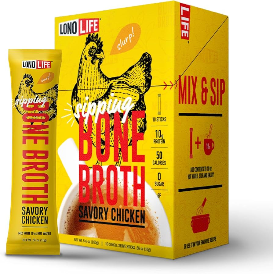 LonoLife Chicken Bone Broth Powder Mix | 10g Protein | Collagen-Rich, Keto & Paleo Friendly | Nat... | Amazon (US)