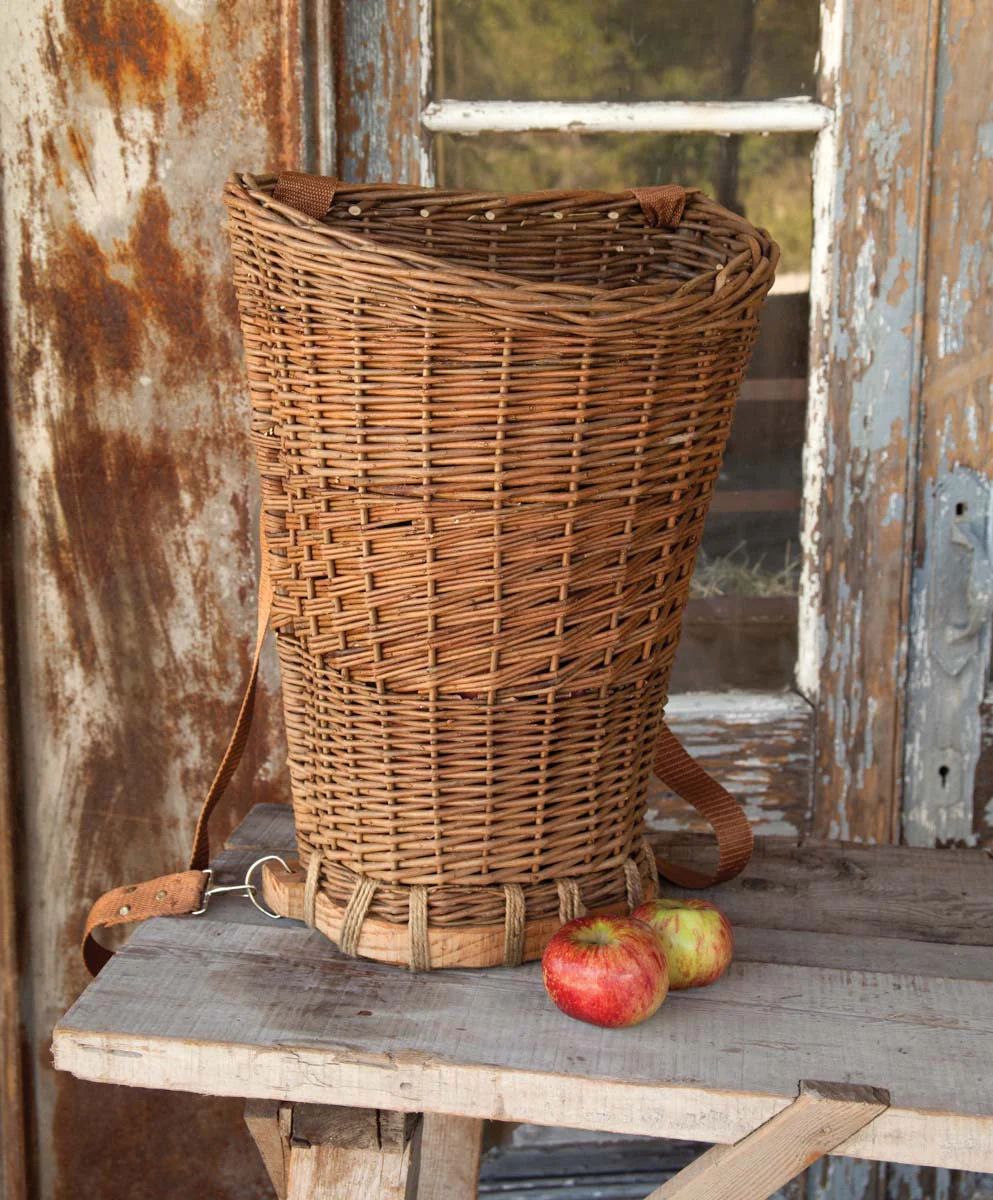 Natural Willow Woven Hanging Door Foraging Display Basket with Jute Back Straps | Darby Creek Trading