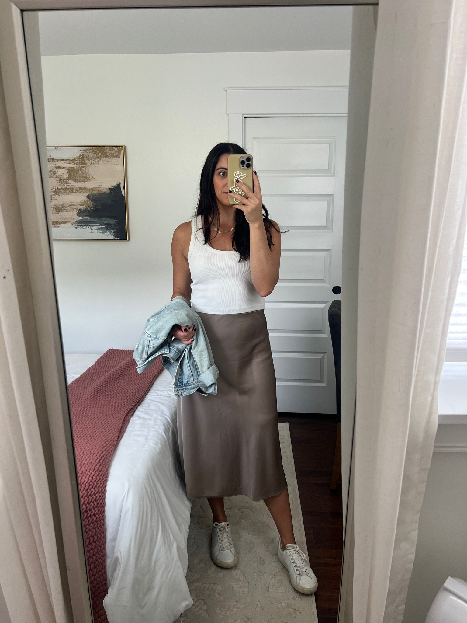 Fall outfit

Satin skirt, midi skirt, jean jacket, white sneakers




#LTKFindsUnder100 #LTKSeasonal #LTKStyleTip