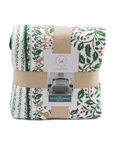 Cotton Blend Holiday Reindeer Quilt Set | TJ Maxx