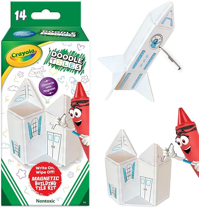 CreateOn Crayola Doodle Magnetic Tiles, Building Set for Kids, Magnetic Building Toys for Kids, S... | Amazon (US)