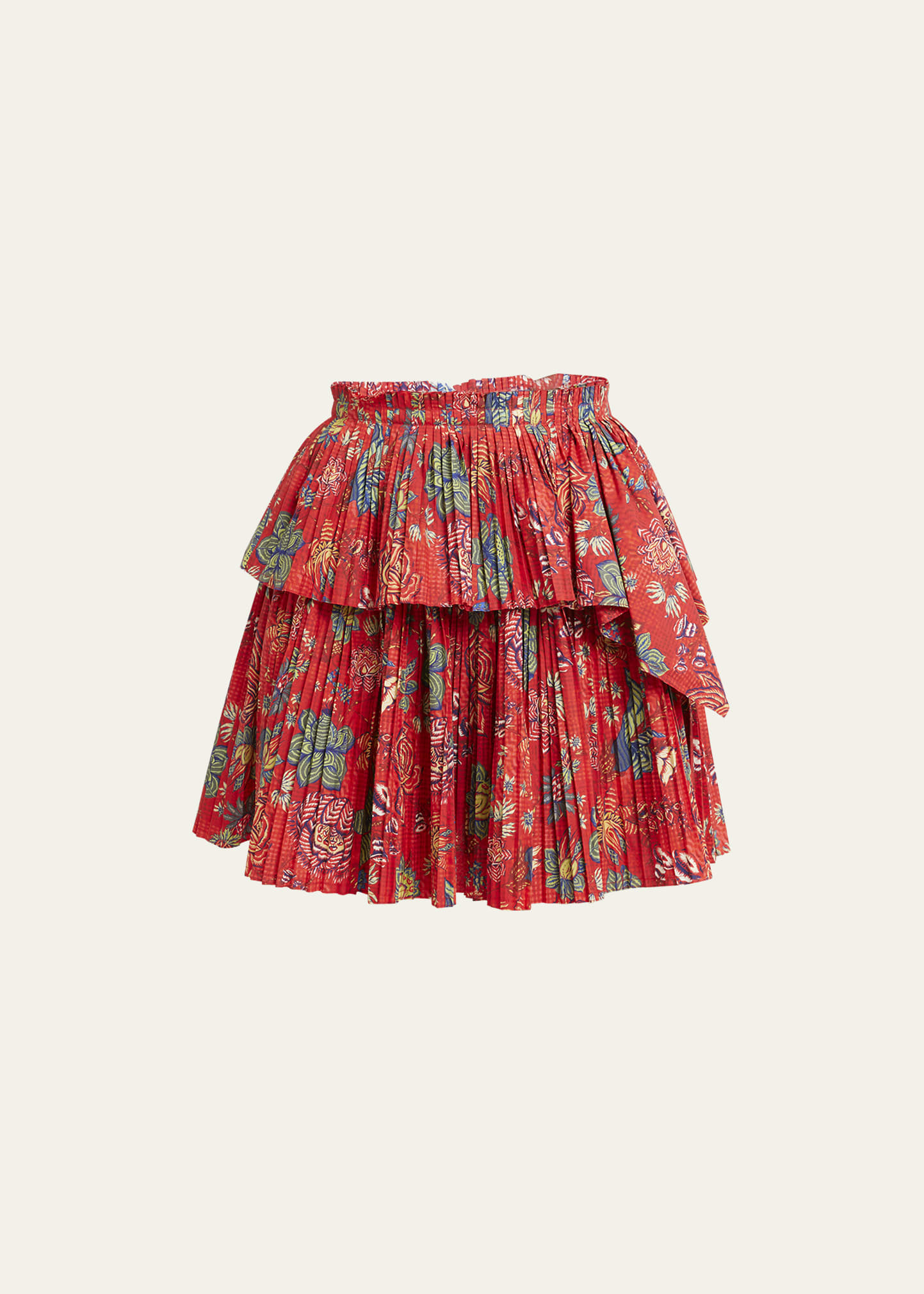 Ulla Johnson Juno Tiered Pleated Poplin Mini Skirt | Bergdorf Goodman