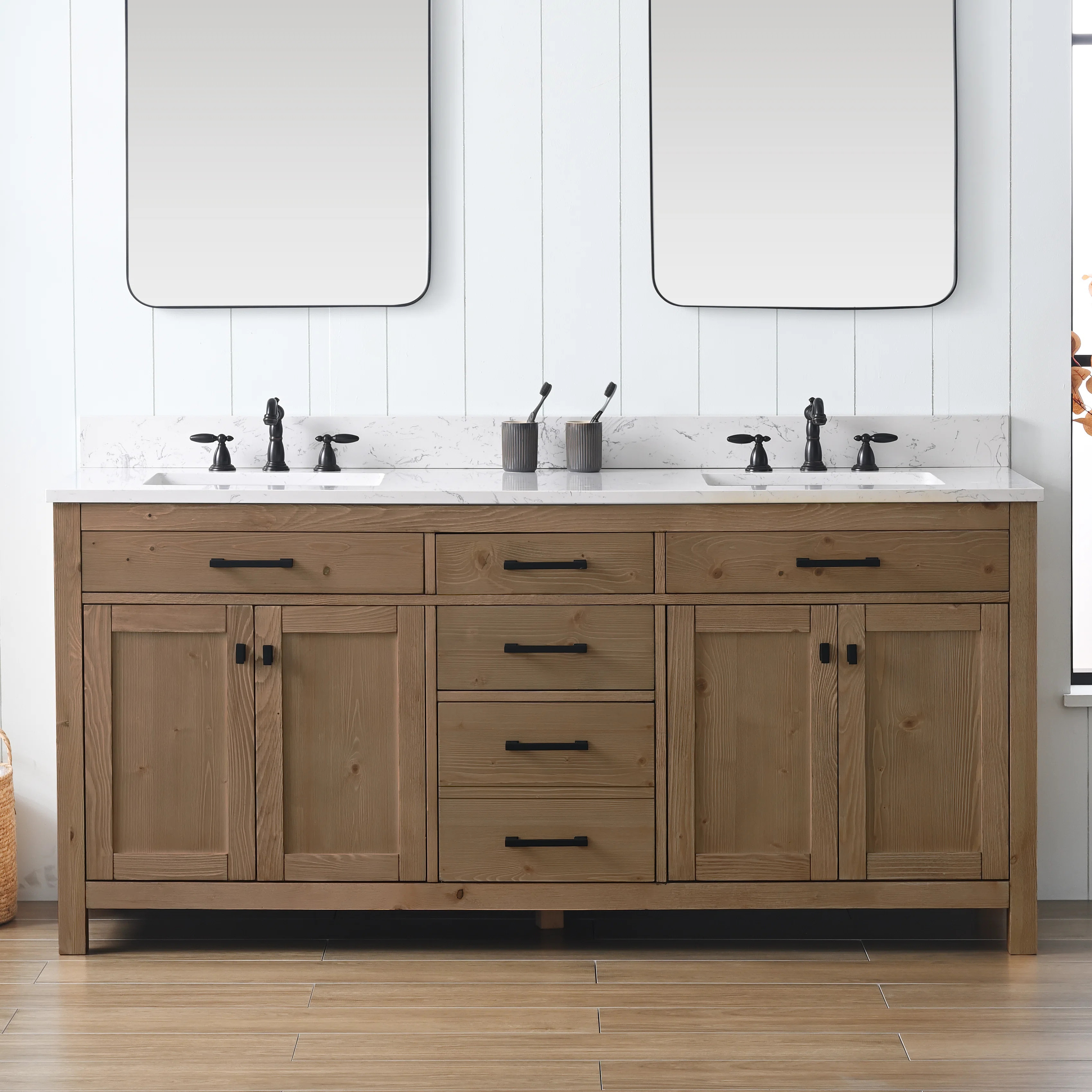 Ajiya 72" Double Bathroom Vanity Set | Wayfair North America