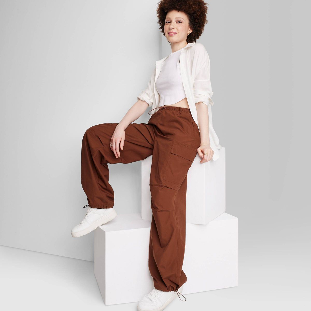 Women's Mid-Rise Wide Leg Parachute Pants - Wild Fable™ | Target