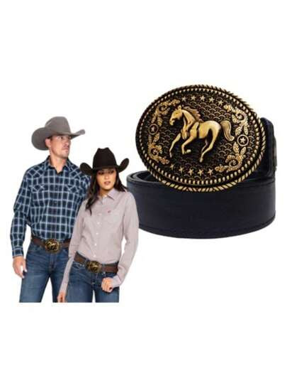 Cinto Gold Horse Fivela Country Cowboy Rodeio Sertanejo Unissex | SHEIN