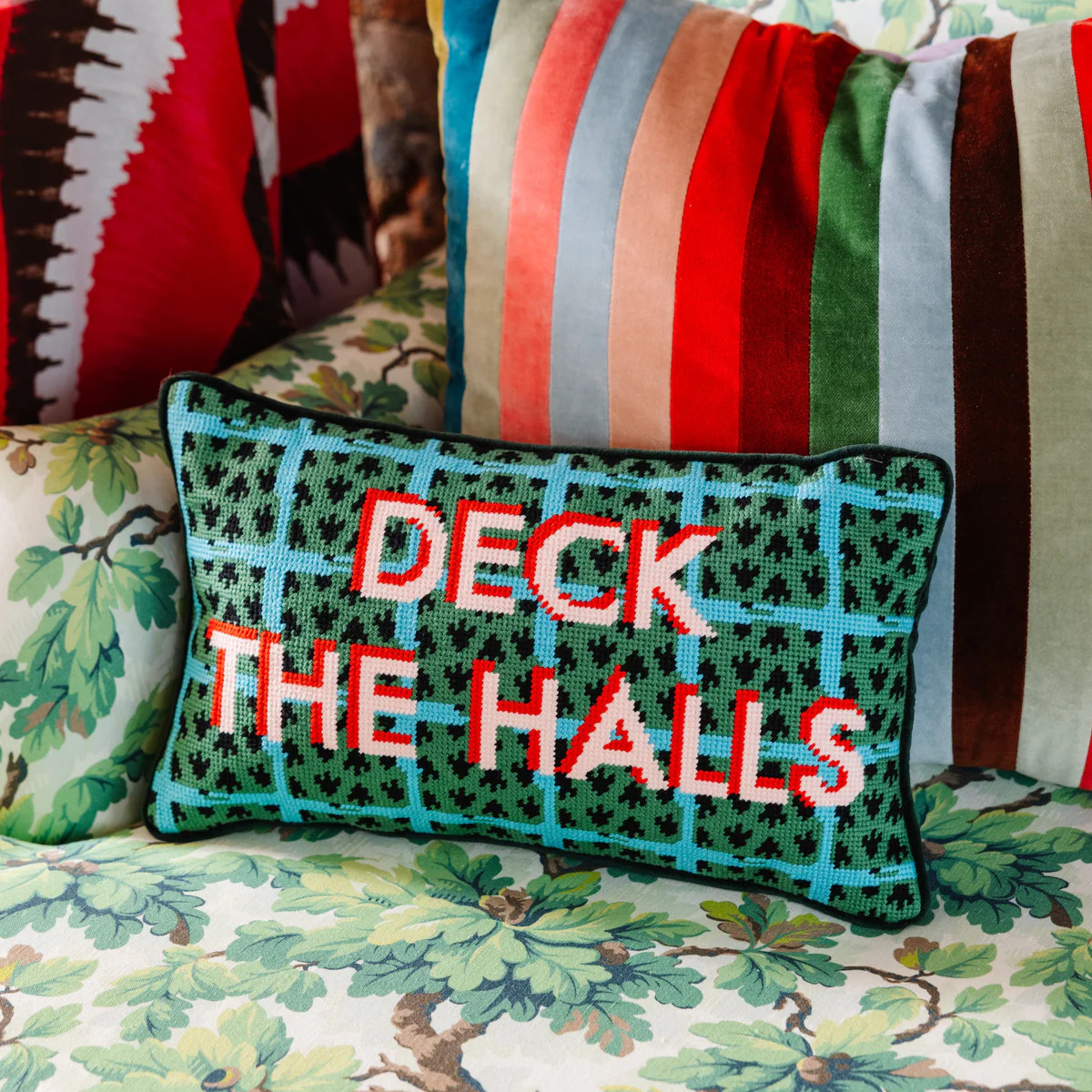 Furbish Studio -Deck the Halls Needlepoint Pillow | Furbish Studio