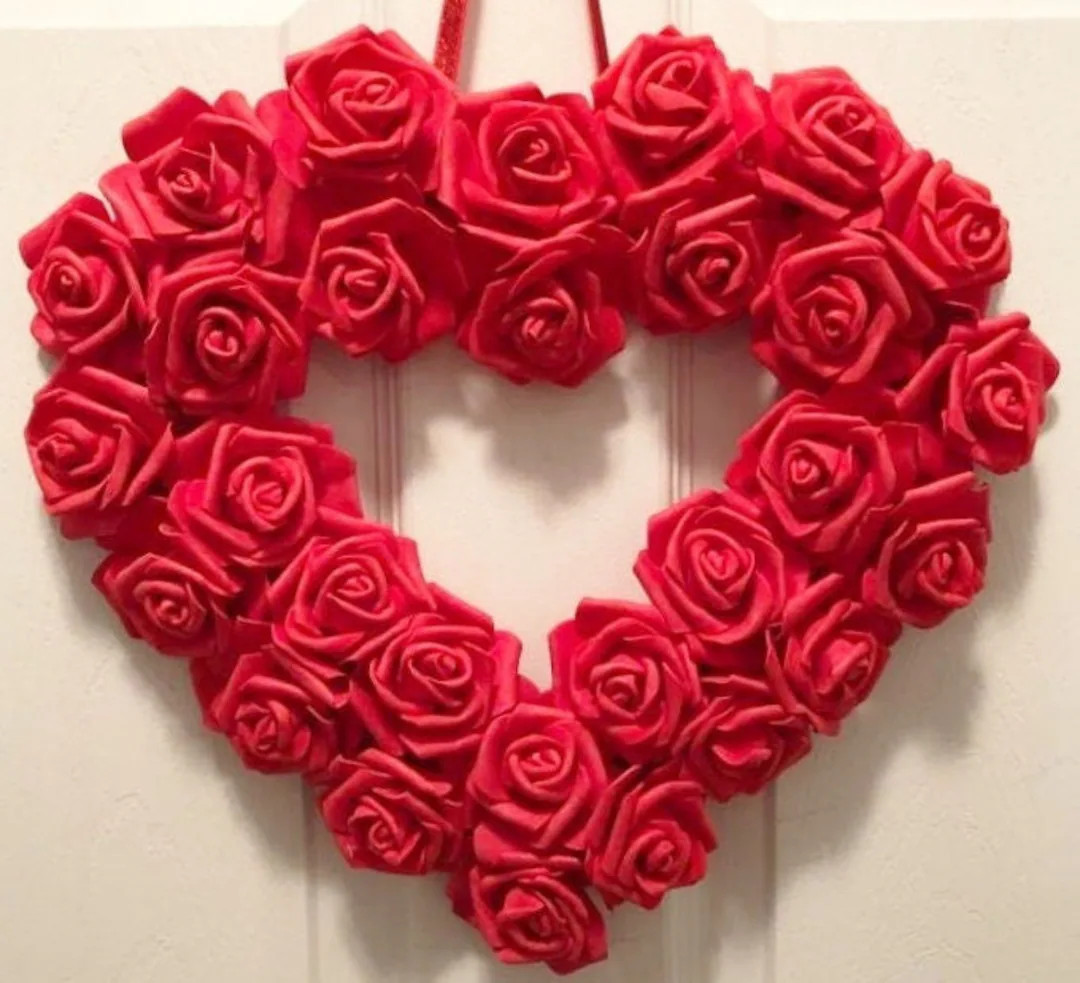 Sale Valentine’s Day Red Roses Heart Decor Door Wreath, Country Farmhouse, Wedding, Anniversary... | Etsy (US)