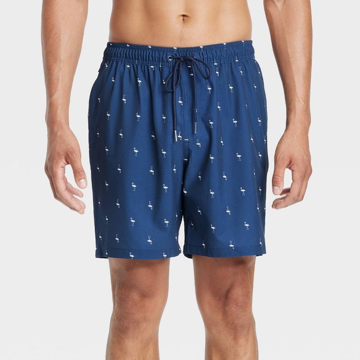 Men's 7" Mini Flamingo Swim Trunks - Goodfellow & Co™ Blue | Target