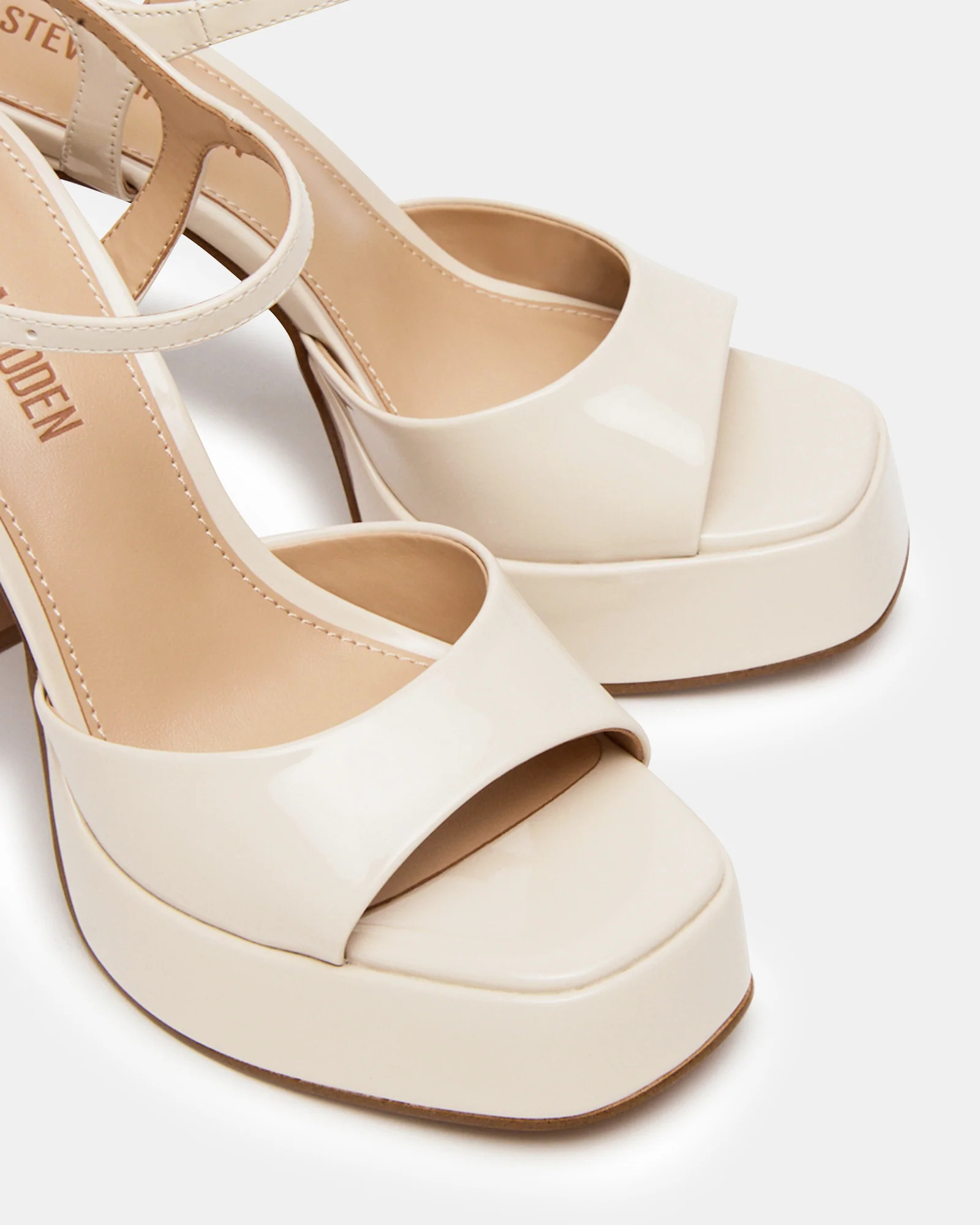 LINADRA Bone Patent Platform Square-Toe Strappy Women's Heel | Steve Madden (US)