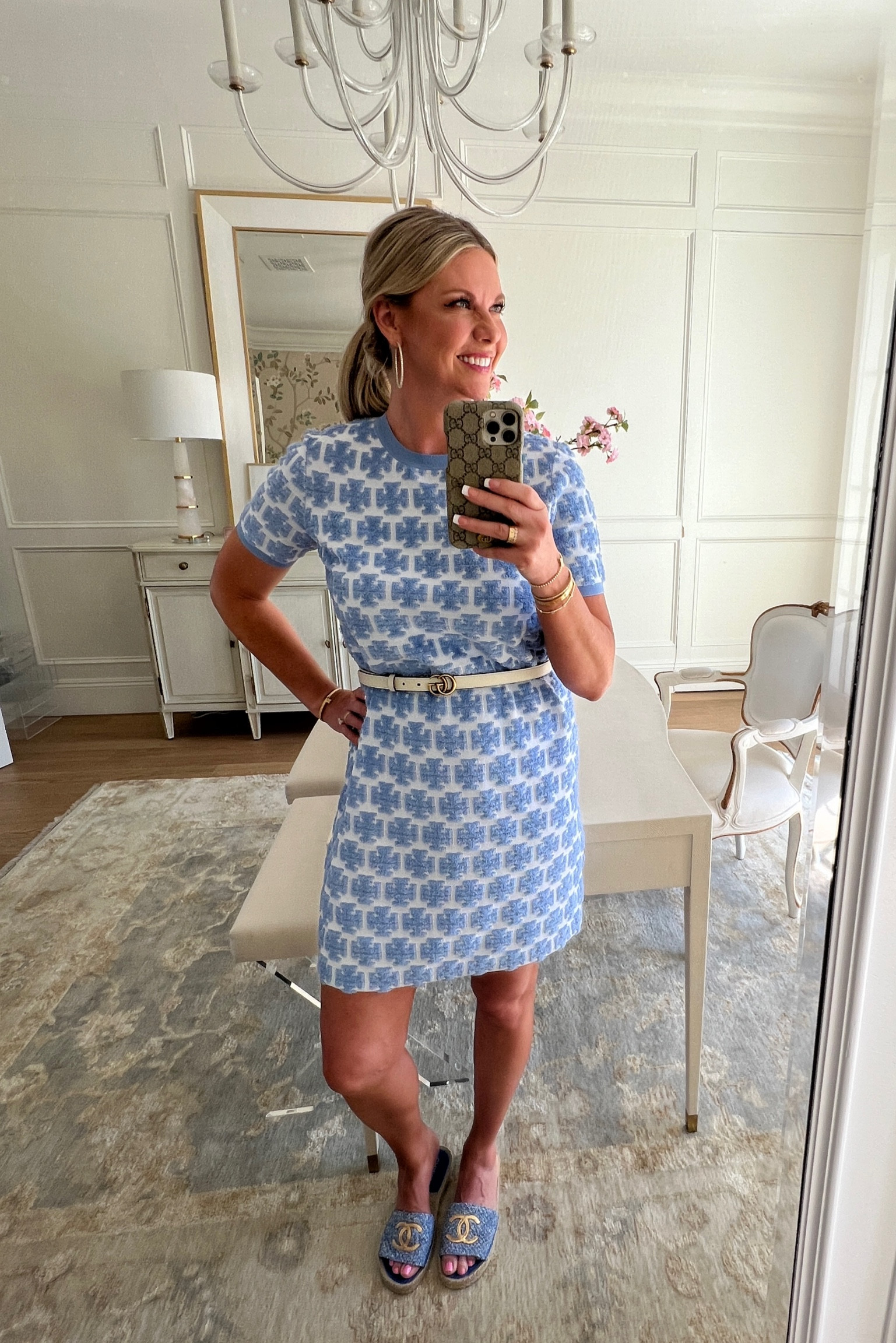 blue tory burch dress Tory Burch Printed Pleated Midi Dress | Blue