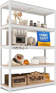 House White 48.1" W 5 Tier Storage Shelves Garage Shelving Unit | Adjustable boltless metal shelv... | Amazon (US)
