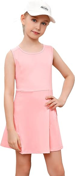 LIONJIE Girls Sleeveless Athletic Pleated Skirt Set with Built-in Shorts - Tennis Golf Dress Soli... | Amazon (US)