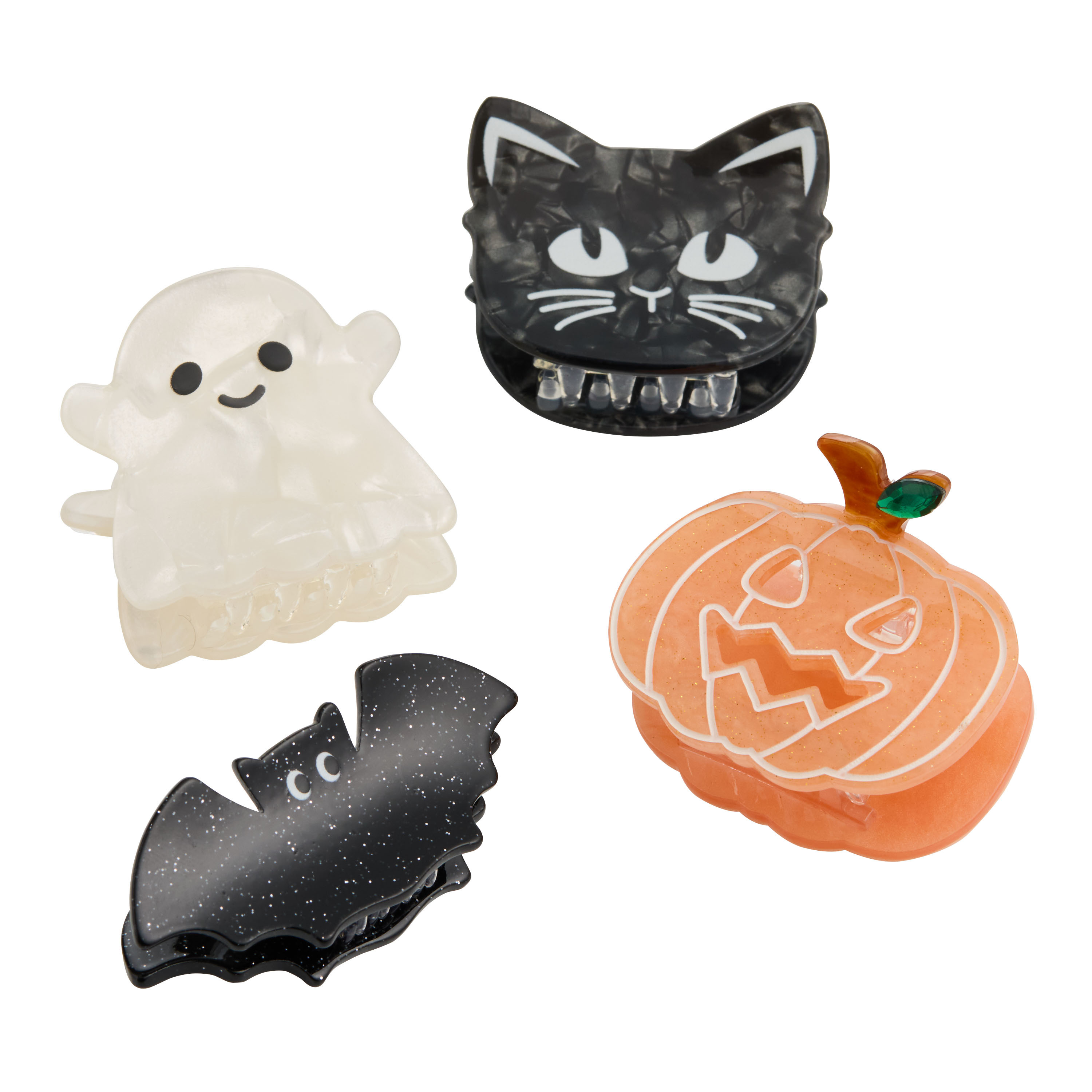 Orange and Black Acrylic Halloween Mini Claw Clips 4 Pack | World Market