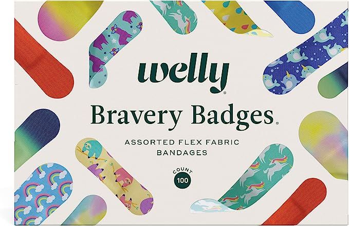 Amazon.com: Welly Bravery Badge Box | Adhesive Flexible Fabric Bandages | Assorted Shapes and Pat... | Amazon (US)